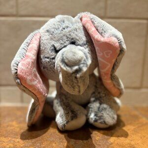 Aurora Gray Elephant Plush Stuffed Animal 12" Pink Ears With Hearts Love Soft